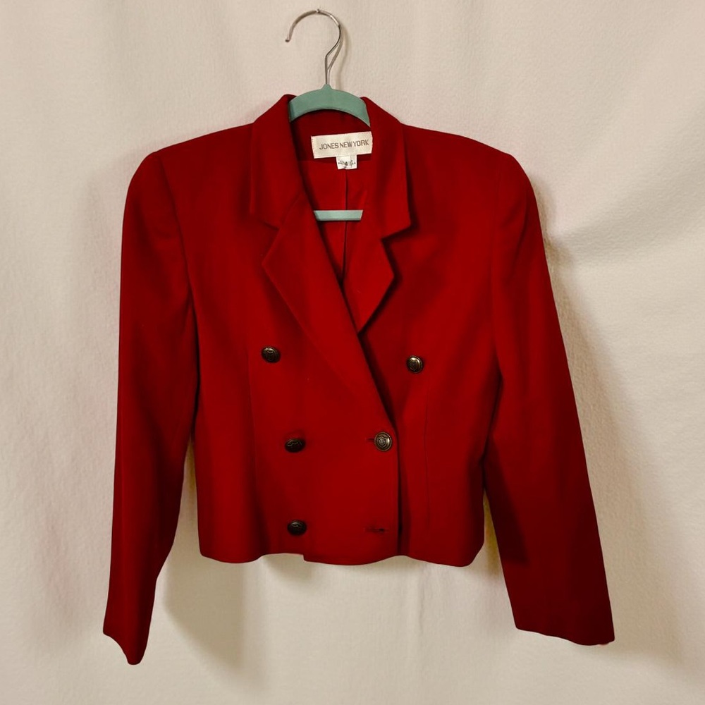 Vintage Jones New York Red Double-Breasted Blazer